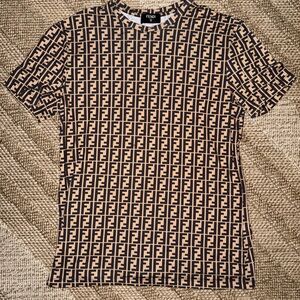 Fendi Black and Tan Short Sleeve Tee